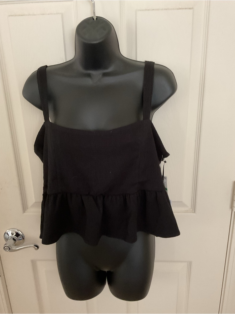 1. State Black Ruffle-Hem Square Neck Camisole